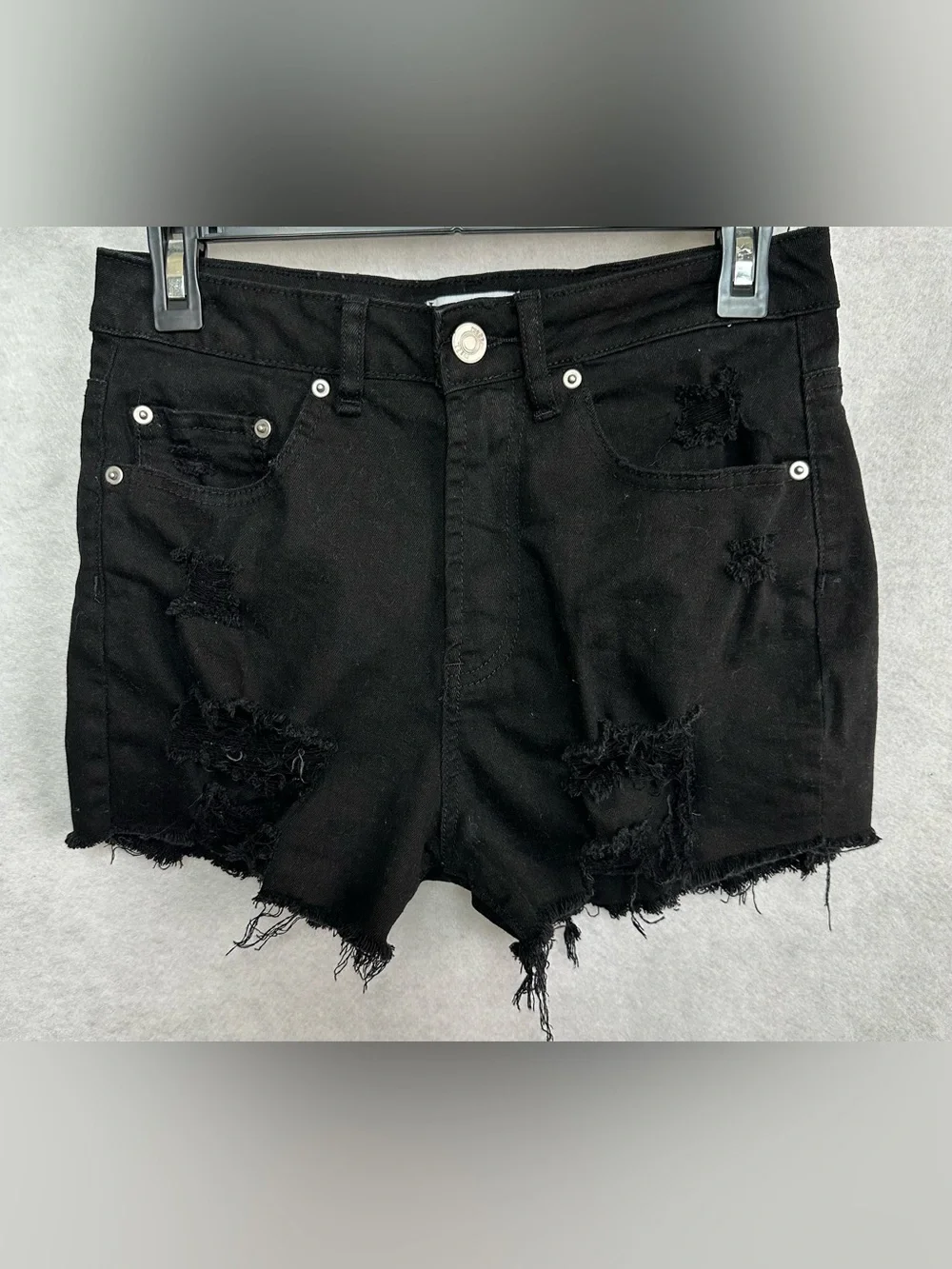 Rue21 Black Distressed Denim Shorts